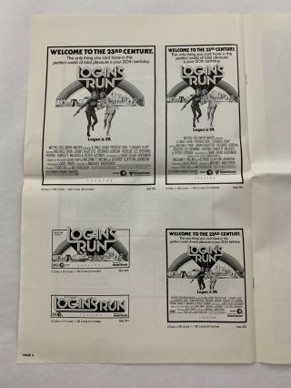 LOGANS RUN Pressbook 1975 8 Pages 11x17 Movie Poster Art Sc - Fi 1232 4