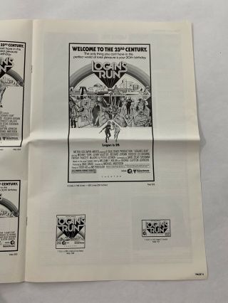 LOGANS RUN Pressbook 1975 8 Pages 11x17 Movie Poster Art Sc - Fi 1232 5