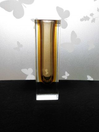 Murano Vintage Mandruzzato Style Sommerso Glass Faceted Block Vase