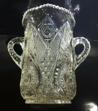 Eapg Antique Crystal Handled Celery Vase,  U.  S.  Glass Co. ,  15124 Keystone Omnibus