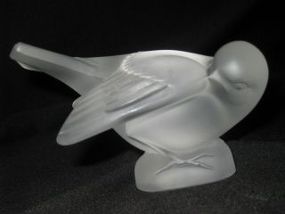 Small Frosted Glass Bird Lalique France Art Glass Bird Paperweight