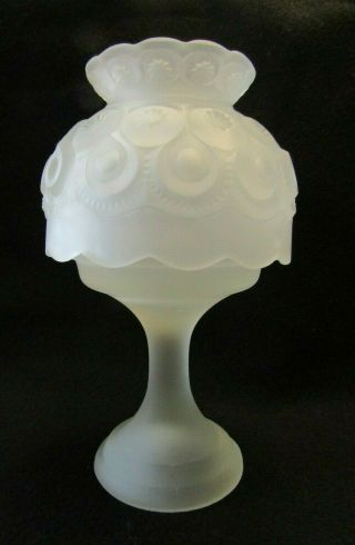 L E Smith Glass Moon And Star Crystal Satin 2 Piece Fairy Candle Light