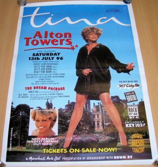 Tina Turner Stunning Concert Poster Alton Towers U.  K.  Saturday 13th July In 1996