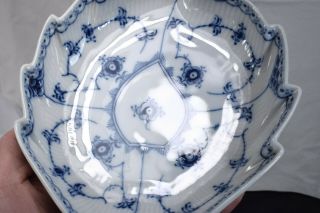 Vintage Royal Copenhagen Denmark Blue & White Fluted Leaf Serving Dish Bowl 5