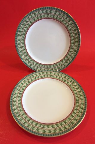 2 Mikasa Bone China Holiday Celebration Pattern Salad Plates - Christmas
