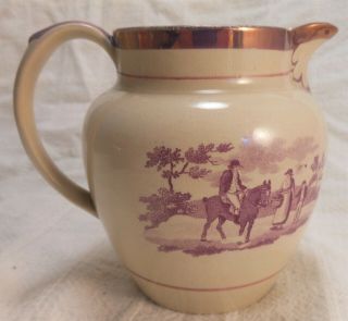 Good Antique Sunderland Luster Pitcher With Mansion & Country Scenes