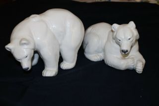 Vintage Royal Copenhagen Porcelain Polar Bear & Denmark Polar Bear Figure