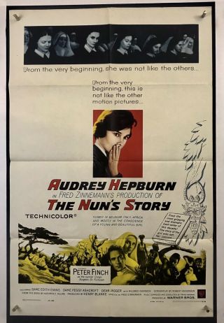 Nuns Story Movie Poster (fine, ) One Sheet 1959 Audrey Hepburn Peter Finch 3980