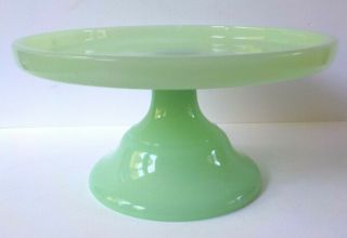 Jadeite Green Clambroth Semi Translucent Milk Glass Cake Stand Small 8.  5 "