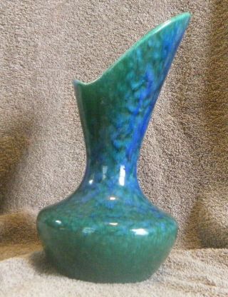1960/70s Royal Haeger Blue/green Glaze Mid - Century Modern Art Pottery 9in.  Vase