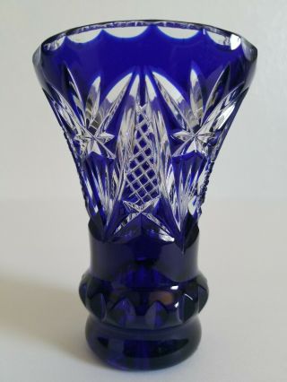 Nachtmann Bleikristall Cobalt Blue Vase 4 1/2 " T.  Germany.