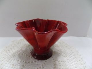 Fenton Mandarin Red Slag Glass Fluted Vase
