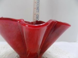Fenton Mandarin Red Slag Glass Fluted Vase 3