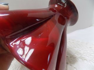 Fenton Mandarin Red Slag Glass Fluted Vase 5