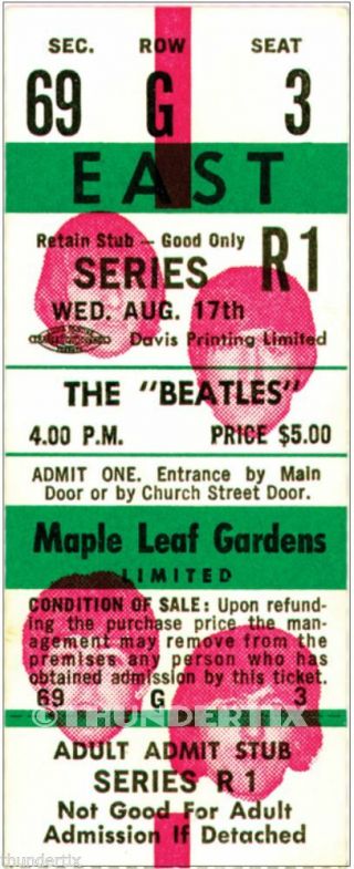 9 1964 - 66 The Beatles Canada Full Concert Tickets Laminated Reprint