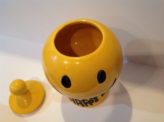 Vtg McCoy Smiley Face Have a Happy Day Yellow Cookie Jar 1970 ' s Emoji NO CHIPS 2
