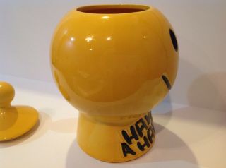 Vtg McCoy Smiley Face Have a Happy Day Yellow Cookie Jar 1970 ' s Emoji NO CHIPS 6