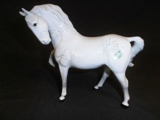 Vintage Beswick Porcelain Horse Figure White Mare 7 1/2 " Tall