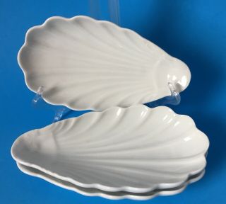Set of 4 Pillivuyt Scallop Shell Dish Ramekin Sauce Bowls France White Porcelain 8