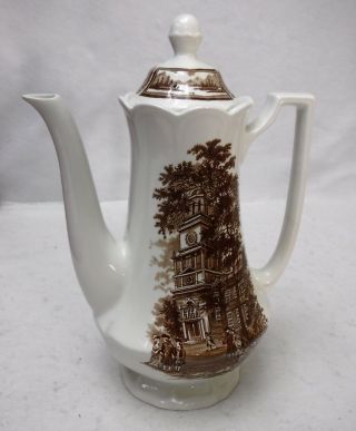 J&g Meakin China Americana Brown Pattern Coffee Pot & Lid - 8 - 3/4 "