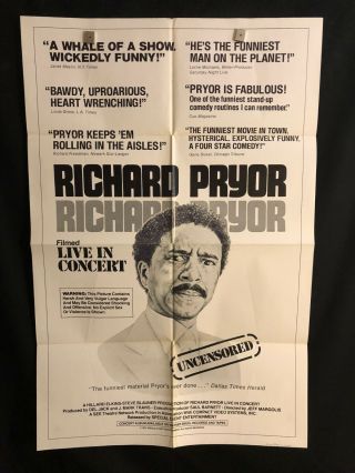 Richard Pryor Live In Concert 1979 One Sheet Movie Poster Uncensored,  Comedy
