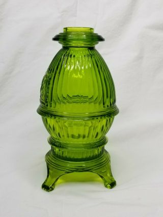 Viking Glass Green Pot Belly Stove Wood Stove Fairy Lamp Candle Votive Holder 2