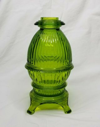 Viking Glass Green Pot Belly Stove Wood Stove Fairy Lamp Candle Votive Holder 3