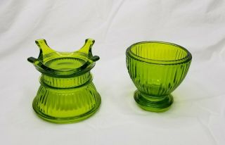 Viking Glass Green Pot Belly Stove Wood Stove Fairy Lamp Candle Votive Holder 8