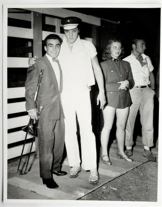Elvis Presley - 8 " X 10 " Black & White Candid Photo - 1956 - W/ Nick Adams