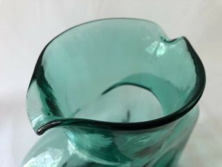 Blenko Sea Green Glass Double Spout Water Bottle Pitcher Carafe Modern USA 8