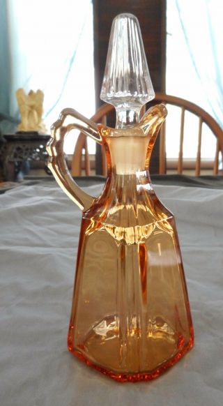 Vintage Fostoria Glass Amber Mayfair Pattern Oil Cruet