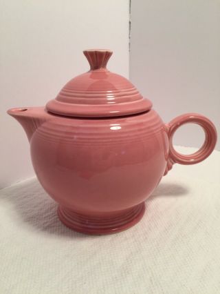Vintage Fiestaware Rose Teapot Fiesta Retired Pink Large 44 Oz Tea Pot With Lid