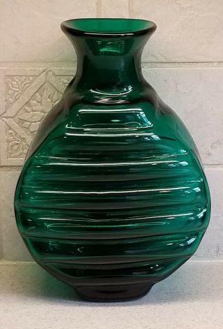 Blenko American Art Glass 9123 Green Vase 10 "