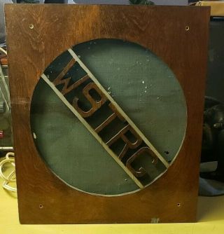 Vintage W9trc Oconto Wi Radio Station Call Sign Letter Flag Plate Speaker Cover
