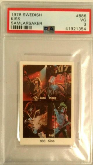 Kiss - 1978 Swedish Samlarsaker Card Psa 3 Vg - Gene,  Paul,  Ace,  Peter - Aucoin Rare