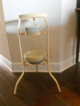 Vintage Water Cooler Stand With 2 Drip Bowls