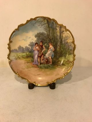 Gorgeous Vintage French Limoges Ldbc Hand Painted Flambeau Plate Artist Signed