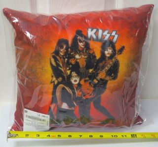 Kiss 1976 Group Pose Throw Pillow 14x14 Official 2016 - Colors