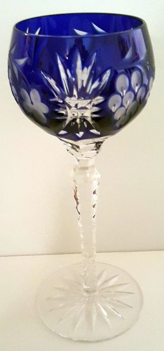 Crystal Clear Industries Cut To Clear Cobalt Blue Wine Hock Cut Stem 8 3/8 "