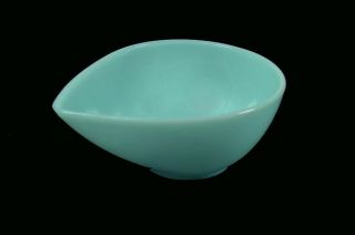 Fire King Turquoise Blue Swedish Modern Teardrop Shaped Glass Mixing Bowl - Small