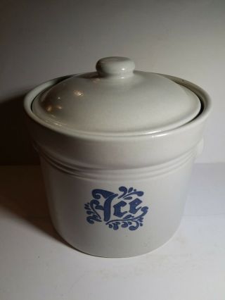 Rare Pfaltzgraff Yorktowne Stoneware Ice Bucket With Insert And Lid
