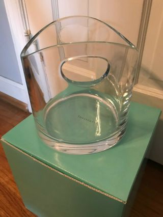 Large Tiffany Co Modern Handles Crystal Champagne Bottle Ice Bucket Glass Cooler