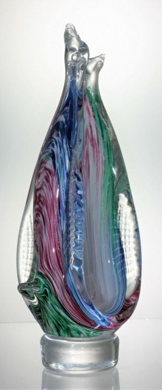 Multi Coloured Lavorazione Arte Murano Venetian Glass Penguins Figurine - 22 cm 5