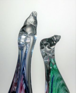 Multi Coloured Lavorazione Arte Murano Venetian Glass Penguins Figurine - 22 cm 6
