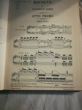 Giuseppe Verdi MacBeth Opera 1947 Printed in Italy Canto Ricordi HB Antique book 7