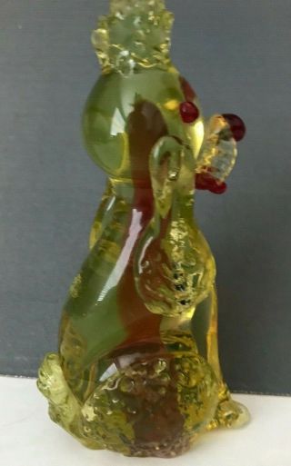Murano Mid Century Art Glass Sommerso Vaseline And Red Aventurine Poodle 1940 