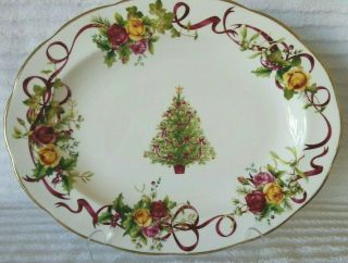 Royal Albert Platter Christmas Tree Old Country Roses 13 X10 Made In England Euc