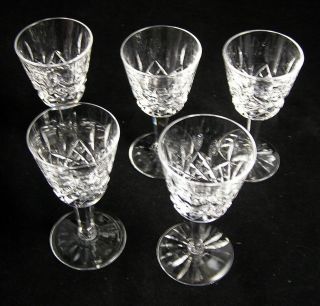 5 Sparkling Waterford Crystal Lismore Cordial Shot Glasses 3 1/2 " Tall