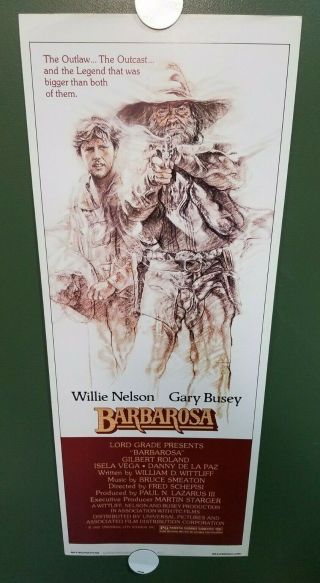1982 Barbarosa Insert Poster 14 " X36 " Willie Nelson,  Gary Busey Western