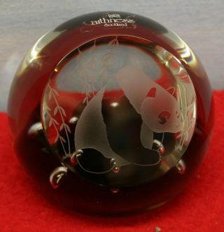 Caithness Scotland Panda Handblown & Etched Glass Paperweight - Numbered 90/1500